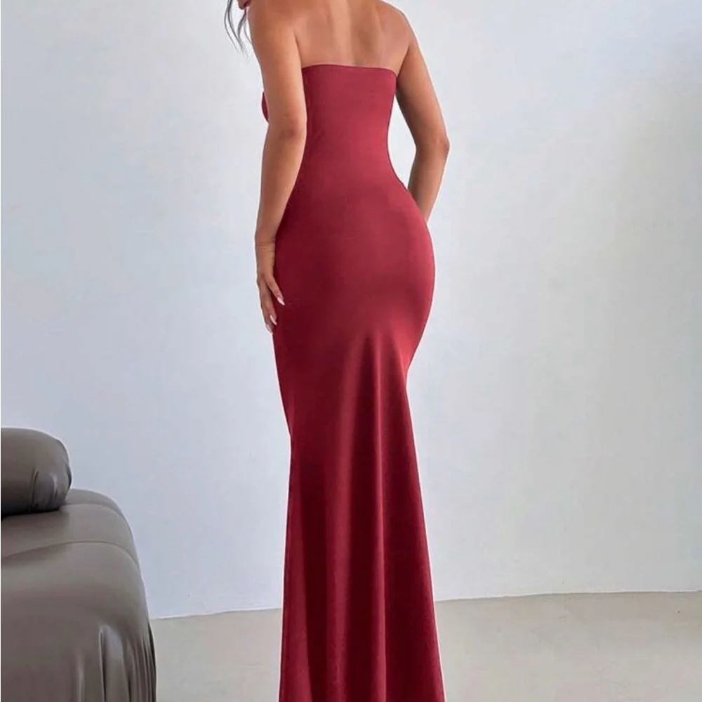 Strapless Red and Gold Dress - Picture 2 of 3